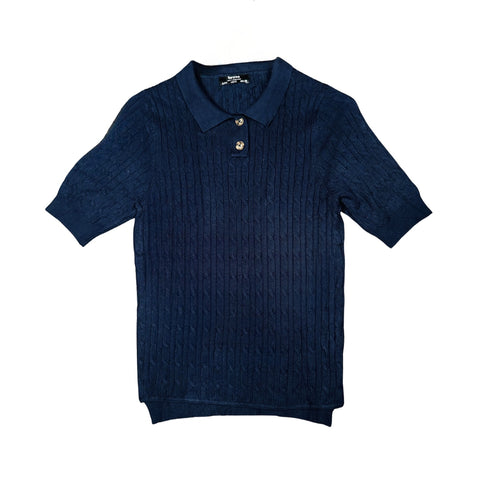 Textured short sleeve polo shirt